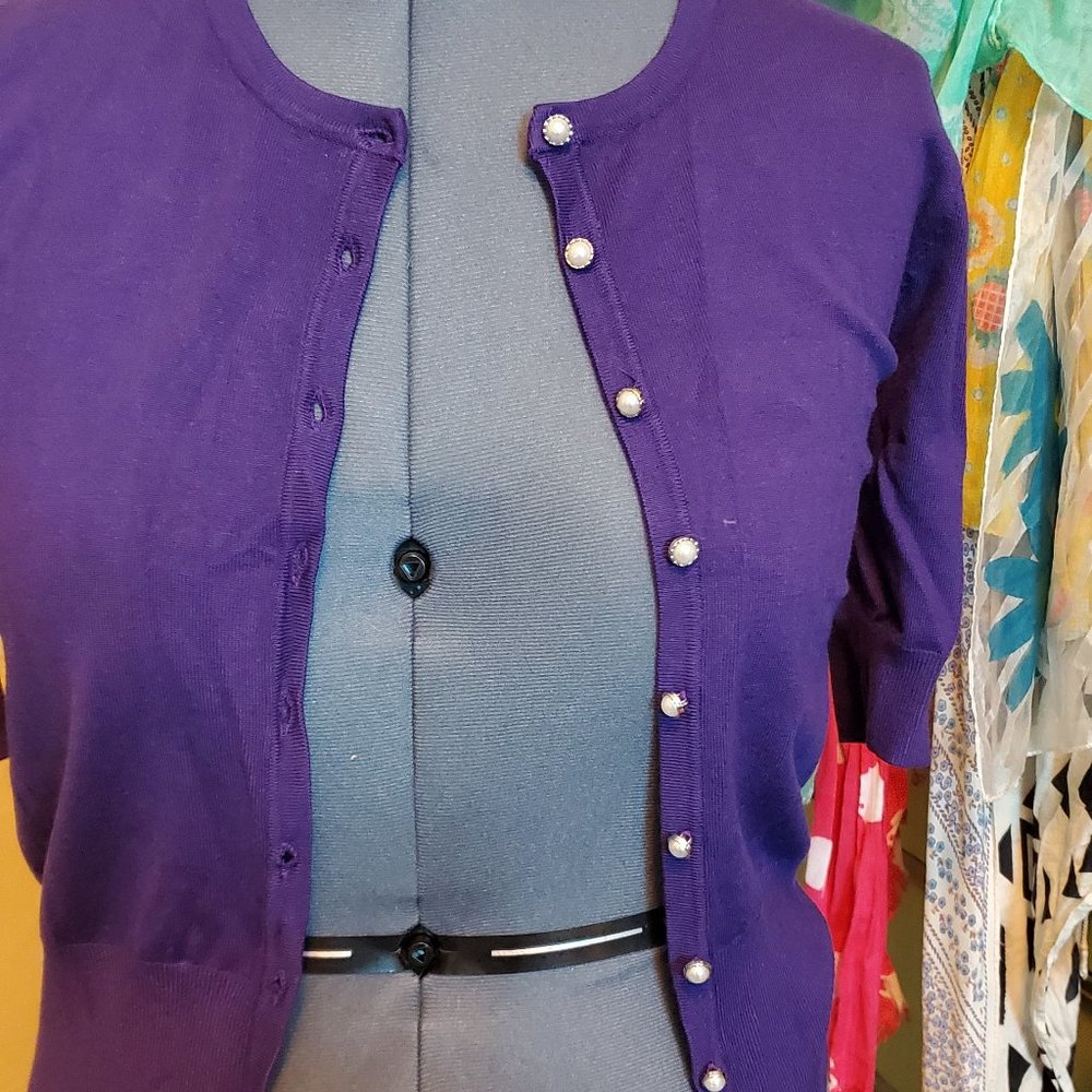 Purple Pearl Buttoned Cardigan